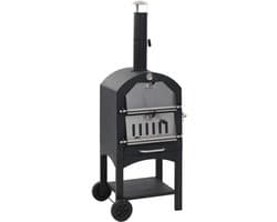 Pizzaoven Houtskool - Buitenoven - Authentiek Bakken - Met Pizzasteen - 50x65x157 cm - Zwart