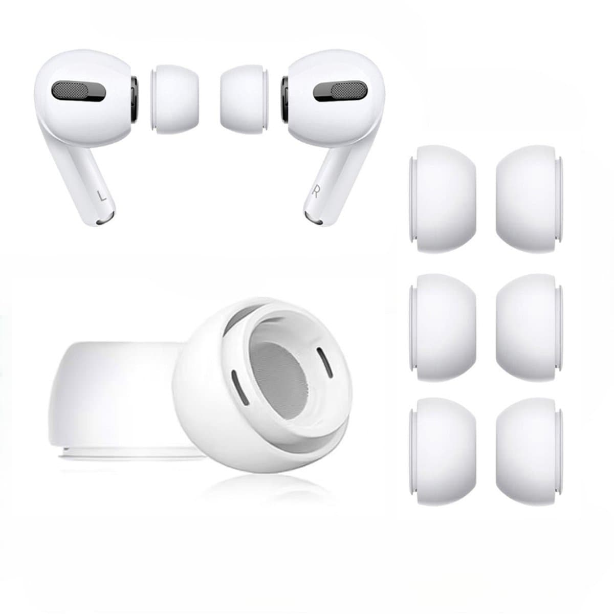 4 Paar Oortips voor AirPods Pro - Siliconen oordopjes - AirPods Pro dopjes - Geschikt voor AirPods - Antislip Siliconen Oordopjes met Ruisonderdrukkingsgat – LOUZIR — afbeelding 1