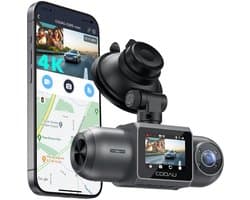 COOAU Dubbele dashcam - Autodashcam - Ultra 4K & Full HD - Camera voor en achter - WiFi & GPS - met app - G-sensor - Nachtzicht - Loopopname - G-sensor - Parkeerbewaking