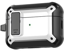 Telestore - Hoesje geschikte voor AirPods Pro 3 - TPU hybride hoesje Beschermhoes - Shockproof AirPods Pro 3 Cover - AirPods Pro 3 Hoesje - Geschikt voor Apple Airpods Pro 3 - wit - hard en TPU cover met sleutelhanger