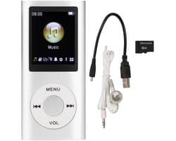 MP3 Speler - Bluetooth - Incl. 32GB SD Kaart - USB - Shuffle - Incl. Oordopjes - Voice recorder - Dictafoon - Draagbaar - Ideaal voor Sport, Kinderen en Volwassenen - wit