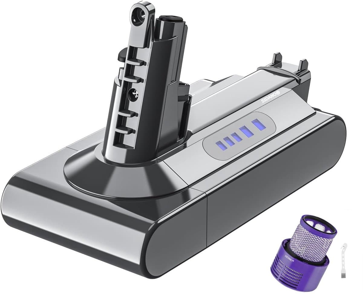 SIDANO® Vervangende Accu - Batterij geschikt voor Dyson V10 / SV12 - Absolute - Animal - 25.2V - 4000mAh met HEPA filter en borstel — afbeelding 1