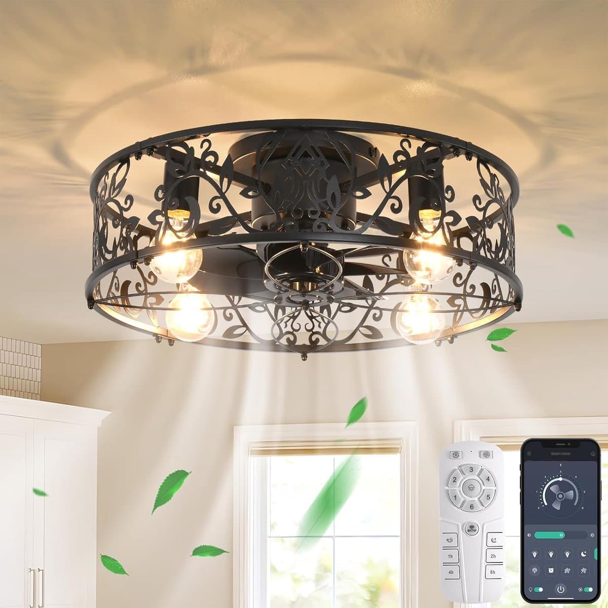 Equivera Plafonniere met Ventilator - Plafondventilator - Plafondventilator Afstandsbediening - Plafondventilator Slaapkamer - Plafond Ventilator met Verlichting - Plafondlamp - Plafonniere - Ideaal voor in uw slaapkamer! — afbeelding 1