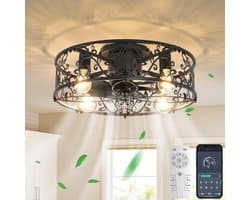 Equivera Plafonniere met Ventilator - Plafondventilator - Plafondventilator Afstandsbediening - Plafondventilator Slaapkamer - Plafond Ventilator met Verlichting - Plafondlamp - Plafonniere - Ideaal voor in uw slaapkamer!