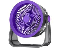 Circulatie Mini Tafelventilator - Draagbare & Wandventilator - Stil en Krachtig - Met LED - Paarsgrijs - 5 Snelheden - licht, Aromatherapie en Kantelbaar Ontwerp - USB