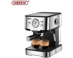 Koffiezetapparaat - koffiemachines - HiBREW Koffiezetapparaat Cafetera 20-bar Espresso inox Semi-automatische Expresso Cappuccino Heet water Stoomtemperatuurweergave H5