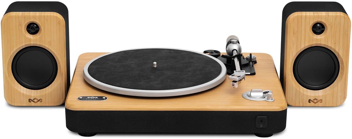 House of Marley Stir It Up 2 Bluetooth Platenspeler met Passieve Speakers - Home Audio - LP Speler - Vinyl - Auto-stop - Anti Skating - Ingebouwde Voorversterker - FSC goedgekeurd Bamboe hout - Audio Technica Element — afbeelding 1