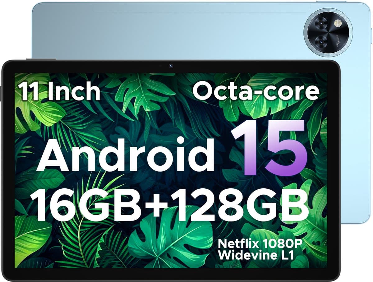 DOOGEE U11 - Tablet - Tablets - 16 GB RAM+ 128 GB ROM/TF 2TB - Android 15 - 11 inth 90 Hz - Dubbele boxluidsprekers - 8580 mAh - Face ID - 5G WiFi - Widevine L1 - GPS - Blauw — afbeelding 1