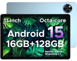 DOOGEE U11 - Tablet - Tablets - 16 GB RAM+ 128 GB ROM/TF 2TB - Android 15 - 11 inth 90 Hz - Dubbele boxluidsprekers - 8580 mAh - Face ID - 5G WiFi - Widevine L1 - GPS - Blauw