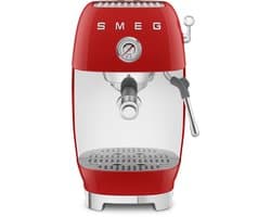 SMEG ECF03RDEU Handmatige Espressomachine - Pistonmachine - Cold Brew - 15 Bar - 58 mm Filterdrager - Thermoblock - Professionele Stoompijp - '50s Style - Rood