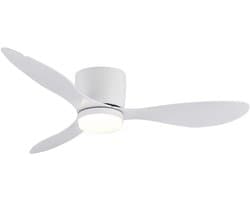 Bovista Plafondventilator - Met Verlichting - Plafond Ventilator - Met Lamp - Plafonniere Met Ventilator - Met Licht - Wit - 106cm