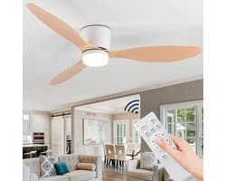 Plafondventilator - Met Verlichting - Plafond Ventilator - Met Lamp - Plafonniere Met Ventilator - Met Licht - Hout - 132cm