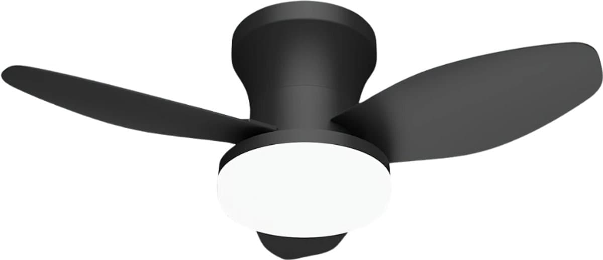 Nivard Plafondventilator - Met Verlichting - Plafond Ventilator - Met Lamp - Plafonniere Met Ventilator - Met Licht - Zwart - 65cm — afbeelding 1