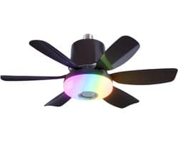 Livano Plafondventilator - Met Verlichting - Plafond Ventilator - Met Lamp - Plafonniere Met Ventilator - Met Licht - Zwart - 47cm