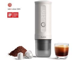 Outin - Draagbare Elektrische Espressomachine | Koffiezet apparaat voor Onderweg | Capsules & Gemalen Koffie | Portable Espresso Machine | Snelle Waterverwarming | 20 bar | Draagbare Koffiemachine | Reis & Camping Koffiezetapparaat | 12 volt