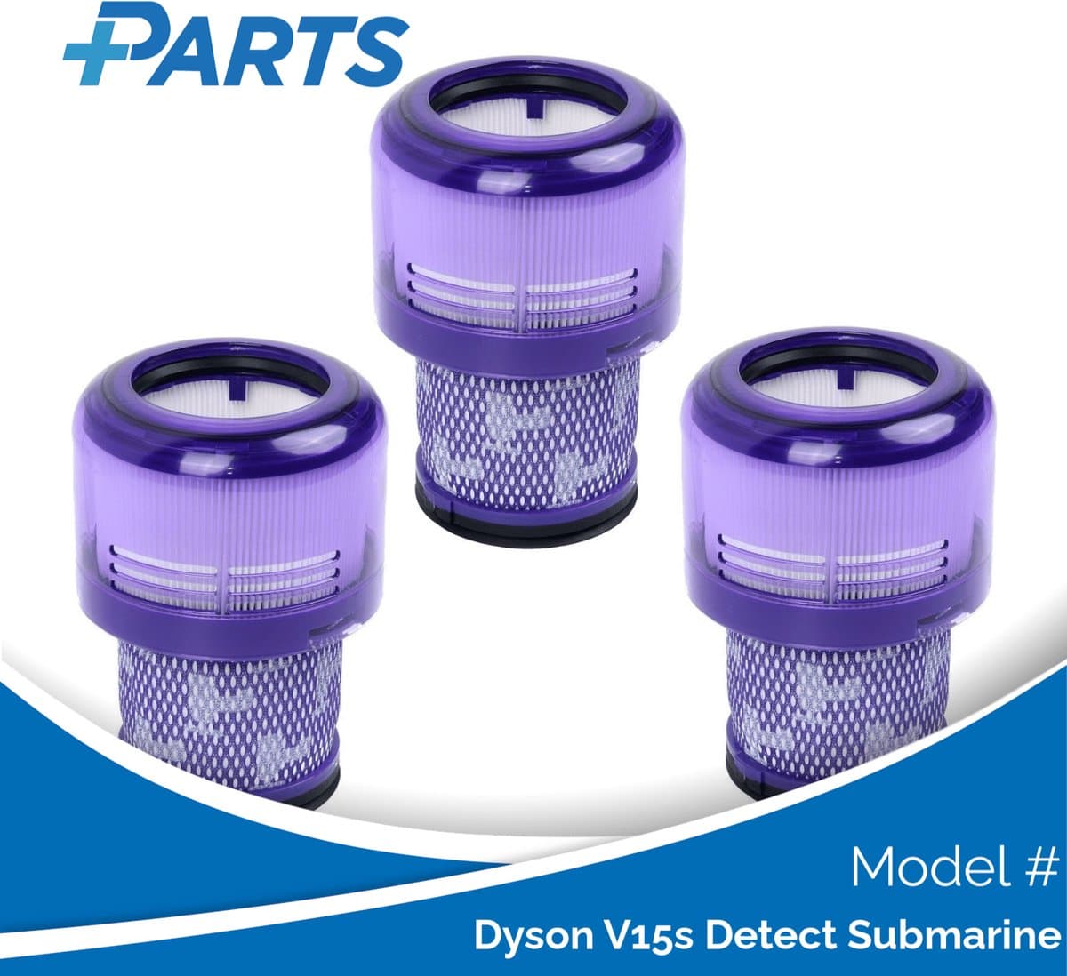 Dyson V15s Detect Submarine Filters (3 Stuks, Plus.Parts® alternatief voor 970013-02) — afbeelding 1