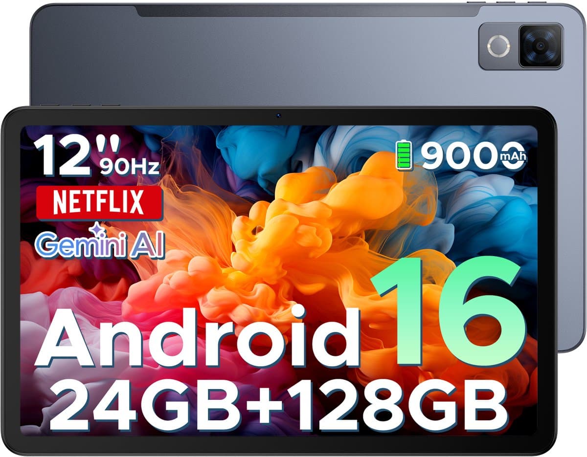 DOOGEE U12 - Tablet - Tablets - 24GB RAM+128GB ROM (2 TB/TF) - 12 inch+90Hz - 9000mAh/18W - Gemini AI - UNISOC T7255 - 13 MP+8 MP - 7,8 mm ultradun - WiFi 5 - Widevine L1 - GPS - Face ID - OTG - FM - Grijs — afbeelding 1