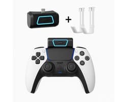 PS5 Controller Powerbank 2000mAh – draadloze oplader - Voor DualSense & DualSense Edge – Met 2 Ophanghaken voor controller en headset