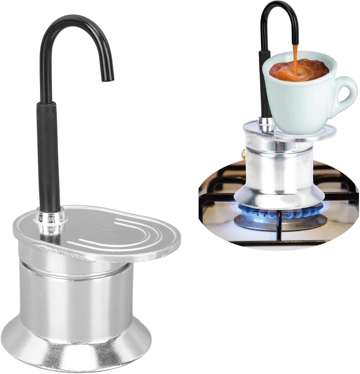 Mocha Pot - Single Spout - 50Ml/1 Cup - Portable Aluminum Espresso Percolator - Italian Coffee Maker Voor Stove Thuis Of Camping — afbeelding 1