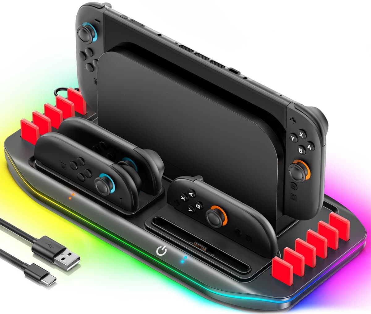 YONO Oplaadstation geschikt voor Nintendo Switch 2 en Joy-Con Controllers - Houder Game Cards - Accessoires - Oplader — afbeelding 1
