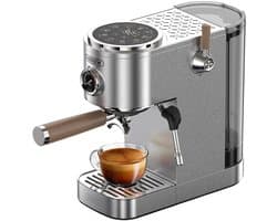 HiBREW H13 Semi-automatische Espressomachine - Dubbele Boiler Systeem met 20 Bar Druk - Multifunctionele Bereidingsmodi - Instelbare Drupbak - Zilver