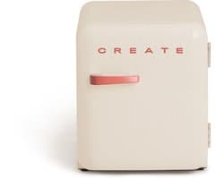CREATE - Koelkast in retrostijl - Gebroken wit - Handvat Terracotta - FRIDGE RETRO 48L