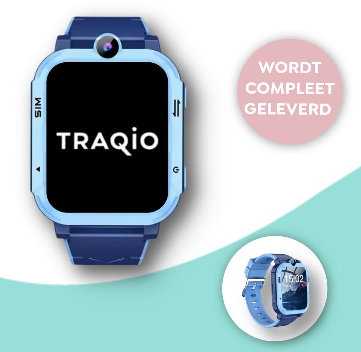 Traqio TRQ05 - GPS horloge kinderen - gps horloge kind - kinderhorloge bellen - gps tracker kinderhorloge - kinderhorloge met gps - kinderhorloge - Kinder smartwatch GPS - GPS horloge school - Blauw — afbeelding 1