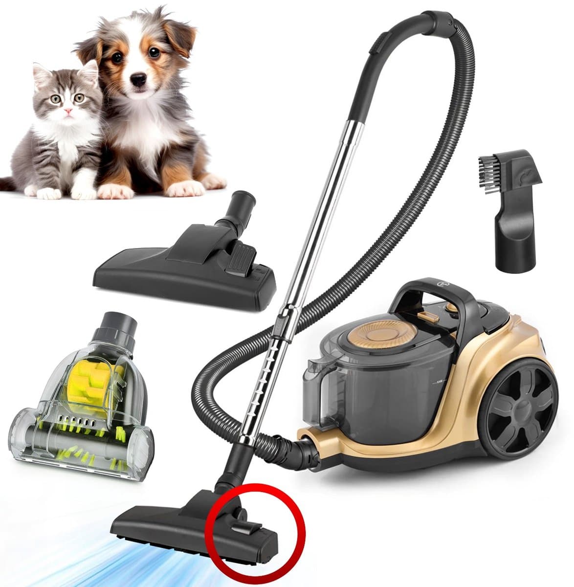 AG Stofzuiger Zonder Zak - Stofzuigers - Vacuum Cleaner Zakloos - Geschikt Voor Dierenharen - Sterke Zuigkracht - HEPA Filter - Compact, Licht & Krachtig - Gemakkelijk Schoon Te Maken - Gold Edition — afbeelding 1