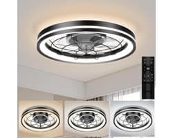 VIN® Plafondventilator Met Verlichting - Smart Lamp Met Afstandsbediening – Plafonniere Keuken Lamp Met 24 Ventilatiesnelheden - Woonkamerlamp – Plafond Ventilator Lamp - 3000-5500 K - Wit