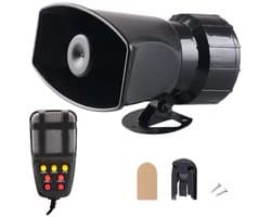 Megafoon – 100W – 12V Auto Sirene met Stemopname & Geluidstonen – Opname functie – Luidsprekerhoorn – Zwartunctie)