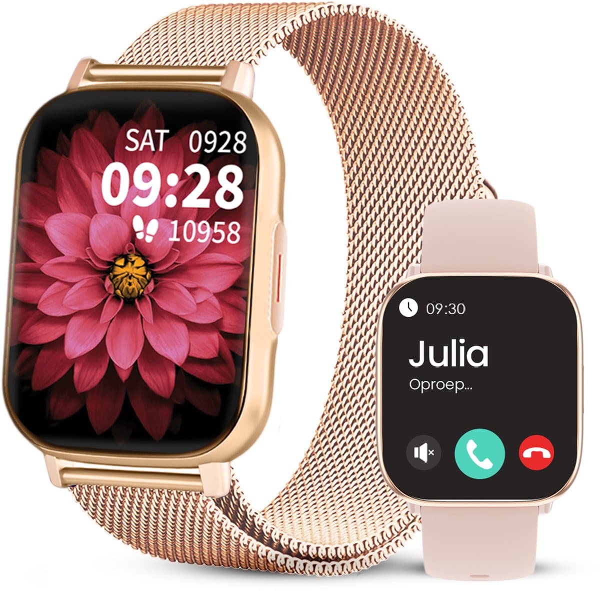 Avalue Smartwatch Dames & Heren - AMOLED Screen - AI Feature - Stappenteller - Bloeddrukmeter - Geschikt voor alle Smartphones - Roségoud — afbeelding 1