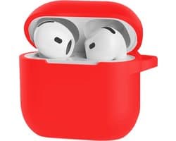 Bescherm je AirPods 4 met onze handige Siliconen Hoes - Geschikt voor Apple AirPods 4 - Met Clip Cover - Rood