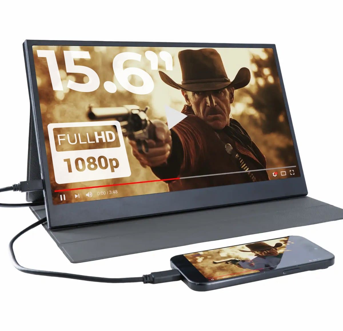 Denver Portable Monitor - Full HD - 15.6" - Draagbare Monitor - Lederen Hoes - HDMI - USB-C - PMO15604 — afbeelding 1
