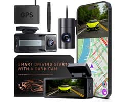Koogle Dashcam - Auto - Voor & achter - Dual - 4K met APP - 128 GB Micro SD-kaart - Compleet pakket