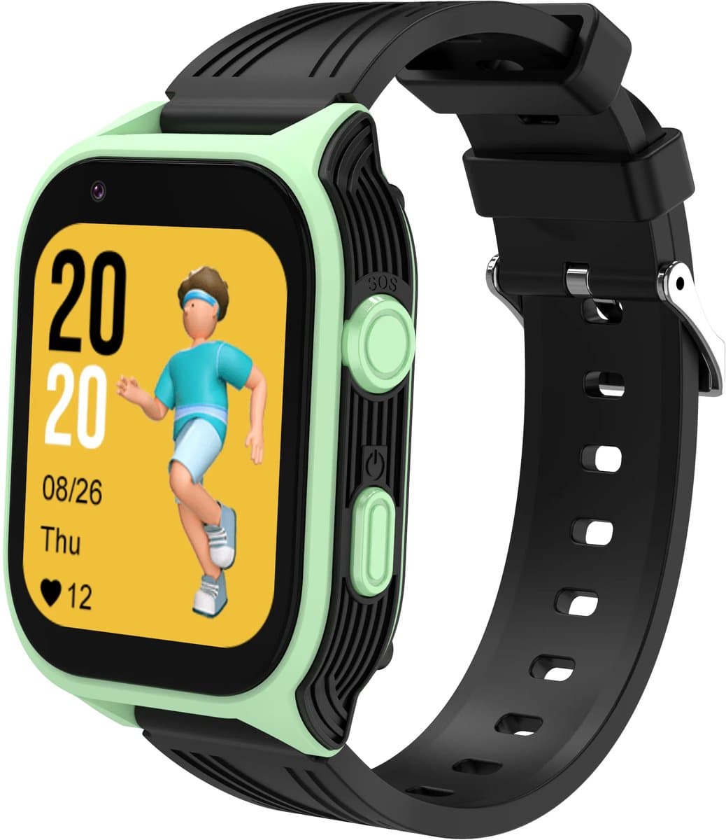 DrPhone KidsTimeX14 – 4G Kinder Smartwatch met GPS - WhatsApp – Videobellen – Bluetooth – Hotspot – SOS – Nederlandse Mobiele App - Camera & 1.83” HD Touchscreen – Simkaart Slot - IP67 Waterdicht - Groen/Zwart — afbeelding 1