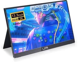 Lipa HDR-50 portable monitor 2K 13.3" - Draagbaar scherm - Draagbare monitor - Beeldscherm - Computerscherm - HDMI - 2x USB C - Met hoes en kickstand - Ook voor game consoles - 2560 x 1440 pixels 2K - Dual Speakers en Freesync - Energiezuinig