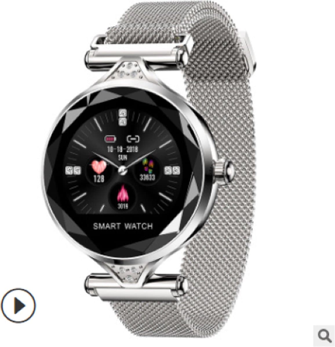 Darenci Smartwatch Sparkle Pro - Smartwatch dames - Smartwatch heren - Activity Tracker - Touchscreen - Stalen band - Dames - Heren - Horloge - Stappenteller - Bloeddrukmeter - Verbrande calorieën - Zuurstofmeter - Spatwaterdicht - Zilver — afbeelding 1