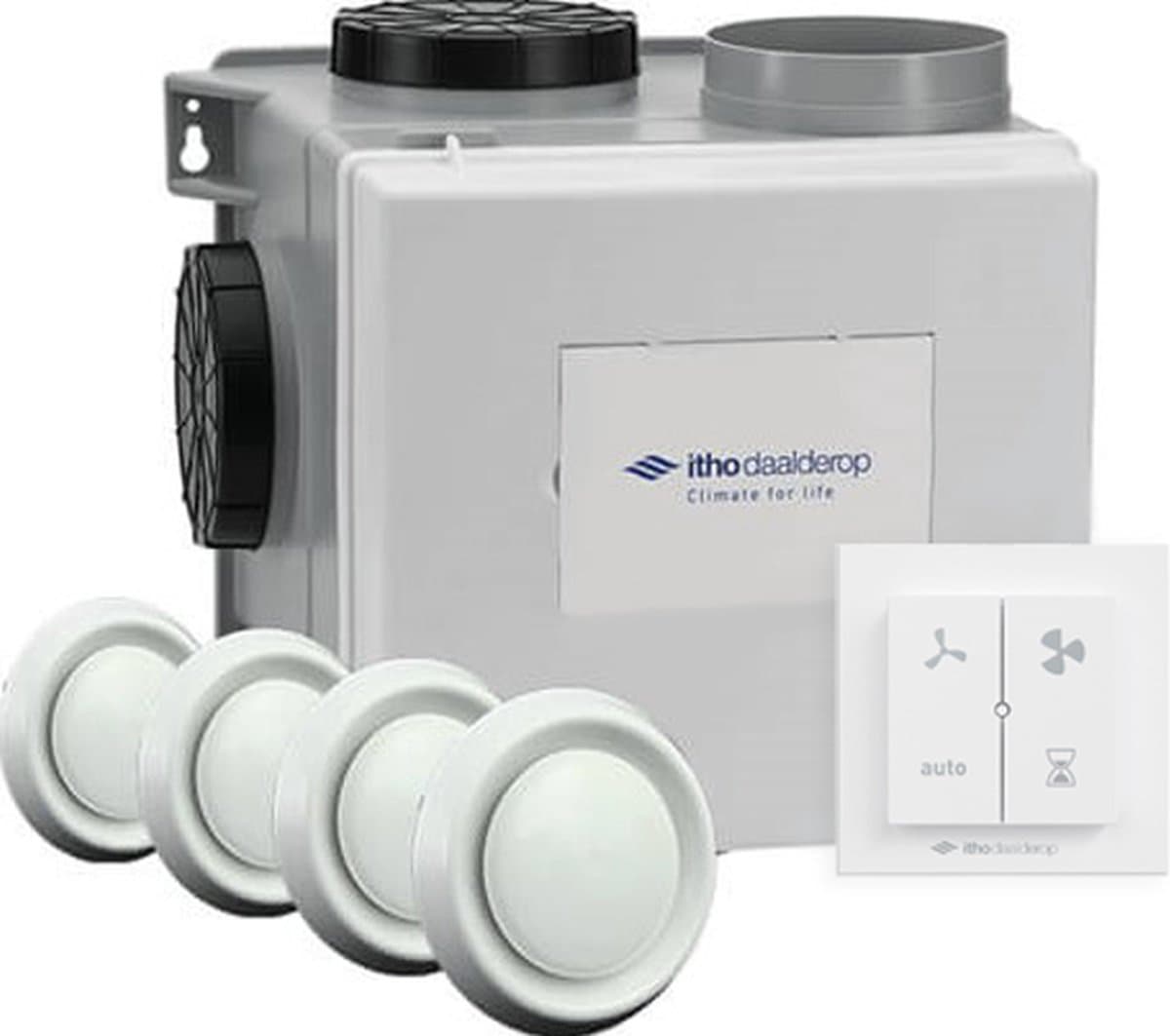 Itho Daalderop CVE-S eco fan ventilator box alles-in-1 pakket SE 325m3/h + vochtsensor + RFT auto + 4 ventielen - euro stekker — afbeelding 1