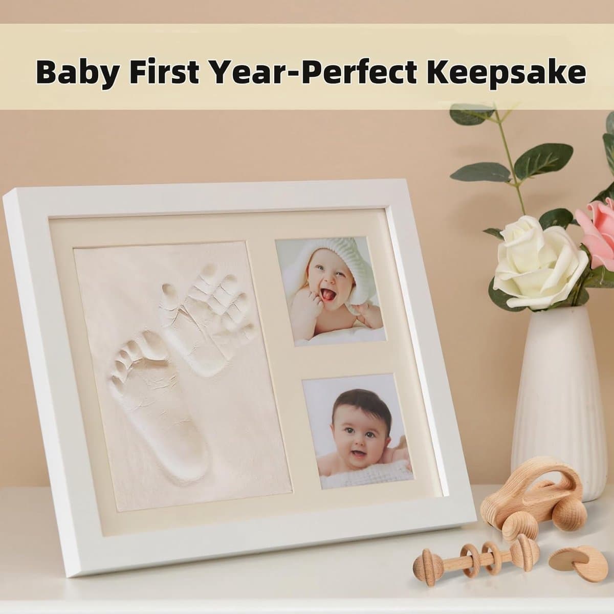 Baby Handafdruk Voetafdruk Herinnerings Kit - Baby Foto´s Fotolijstje voor Pasgeborenen - Babykamer Herinnering Kunst Kit Lijsten — afbeelding 1