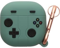 kwmobile Hoes geschikt voor Samsung Galaxy Buds FE - Siliconen cover voor oordopjes in groen / zwart - Gameconsole design
