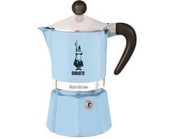 Bialetti Rainbow Percolator 1 Kops Lichtblauw – Italiaanse Espressopot – Aluminium Moka Pot – Koffiezetter voor 1 Espresso