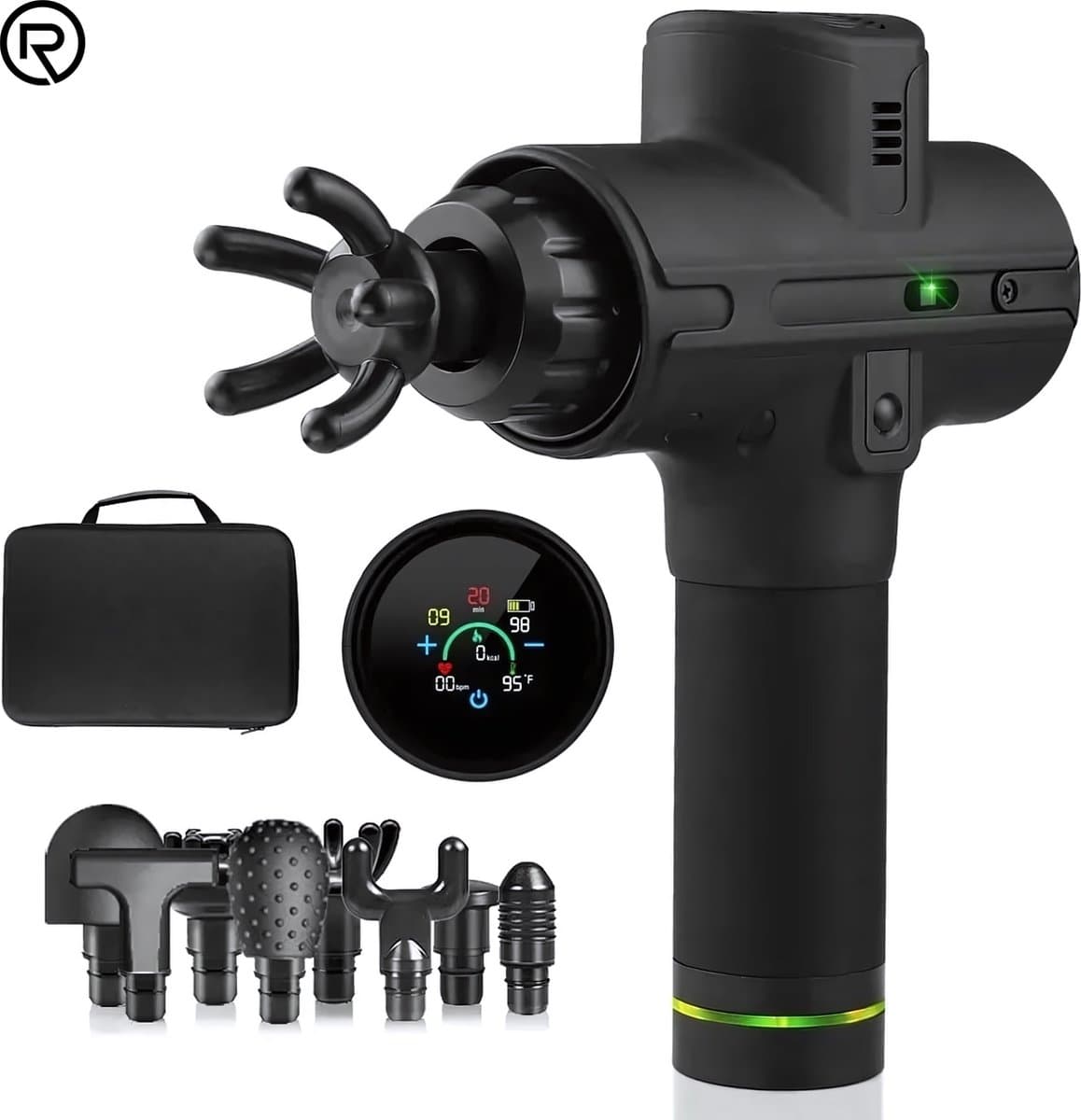 M1 Massage Gun - Sport en Relax Massage apparaat - Krachtig - Draadloos - Inclusief Koffer - 8 opzetstukken — afbeelding 1