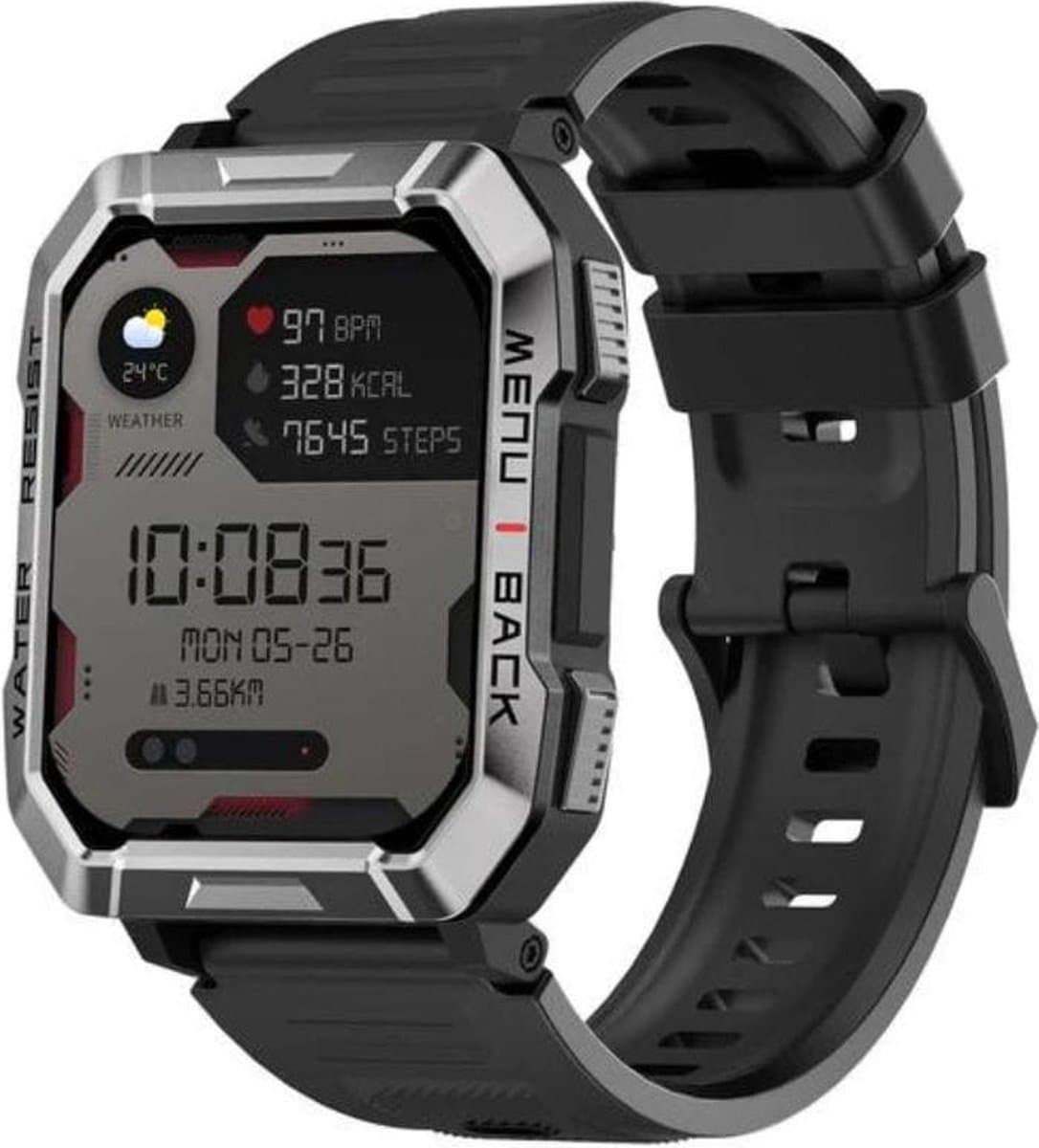 Blackview W60 Smartwatch voor heren - fitnesshorloge met telefoonfunctie (bellen/ontvangen) - kompas - IP68 waterdicht - sporthorloge met 100+ sportmodi - hartslag- en slaapmonitor - stappenteller - geschikt voor Android en iOS - Grijs — afbeelding 1