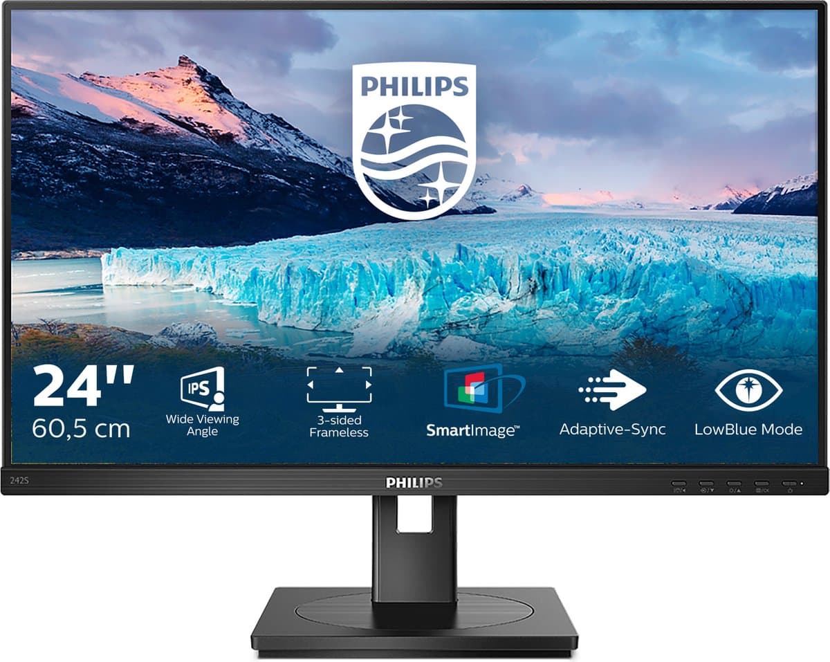 Philips S Line 242S1AE/00 led-scherm 60,5 cm (23,8") 1920 x 1080 pixels full hd zwart — afbeelding 1