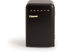CREATE - Koelkast in retrostijl - Zwart - Handvat Goud - FRIDGE RETRO 107L