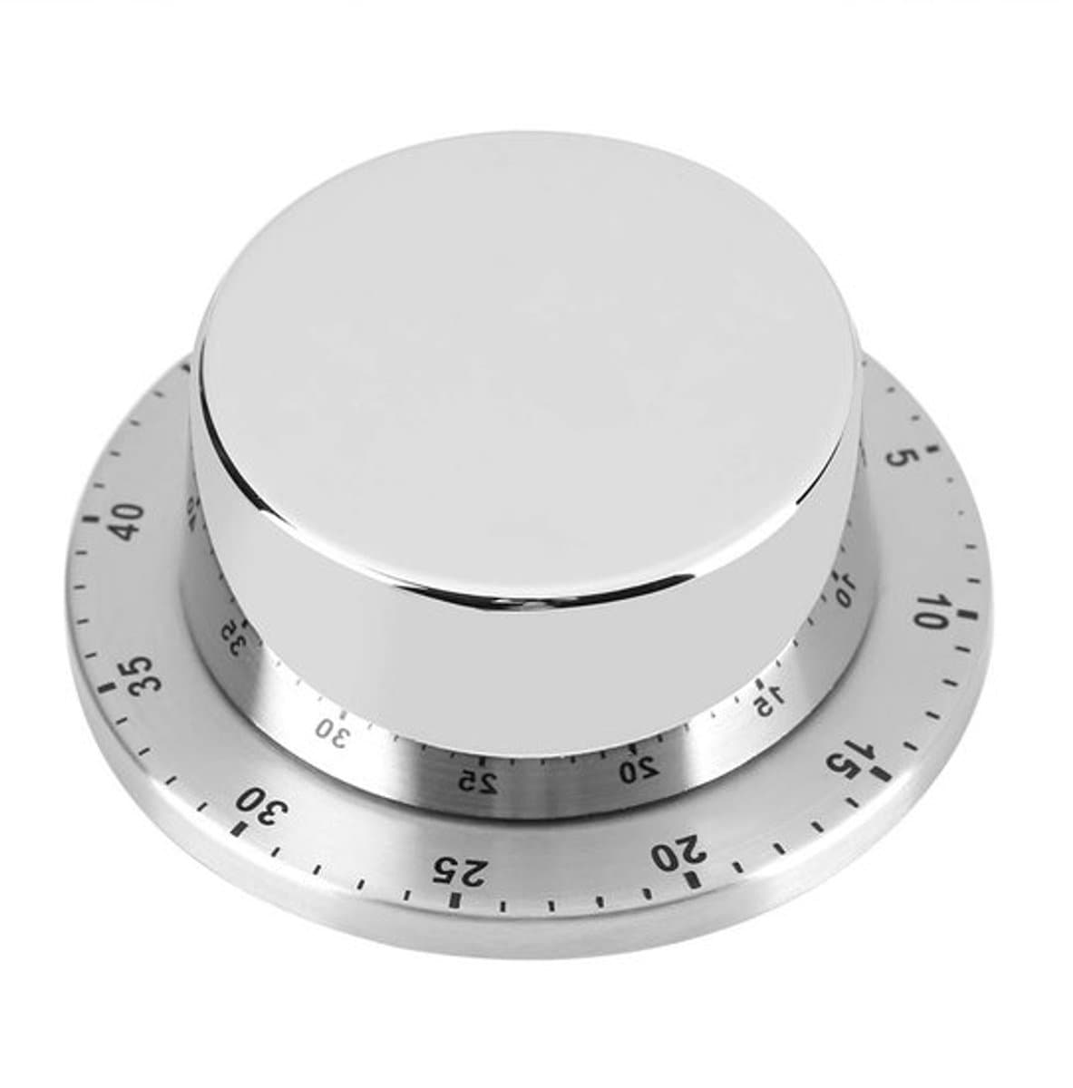 Handmatige mechanische keukentimer, afteltimer met magnetische voet, mechanische kooktimer (zilver) — afbeelding 1