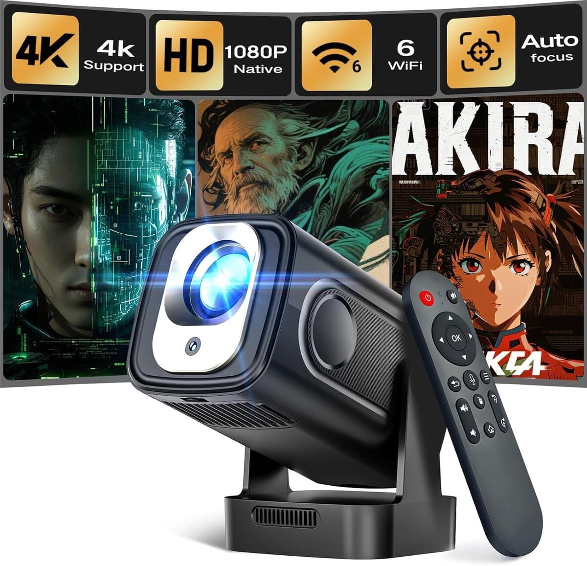 Mini Projector - Draagbare projector - 4K-ondersteuning - Autofocus en Keystone-correctie - Voor Thuisbioscoop — afbeelding 1