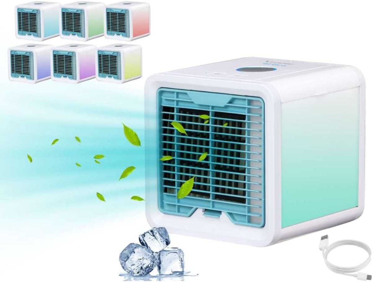 RWB® Mobiele Airco Zonder Afvoer - Luchtkoeler - Aircooler- Wit/ Grijs- 17 cm x 17 cm x 17 cm — afbeelding 1