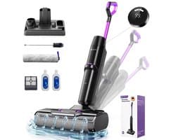 JOYNEXTBUY - Droog Stofzuiger Draadloos - 3-in-1 Steelstofzuiger met Dweilfunctie - Zelfreinigend - Dierenharen - Zwart/Paars