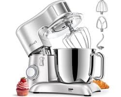 Keukenmachine - Mixer Deegmachine - Bakken en Koken - Krachtige 1300W Motor - 65 Liter - Zilver
